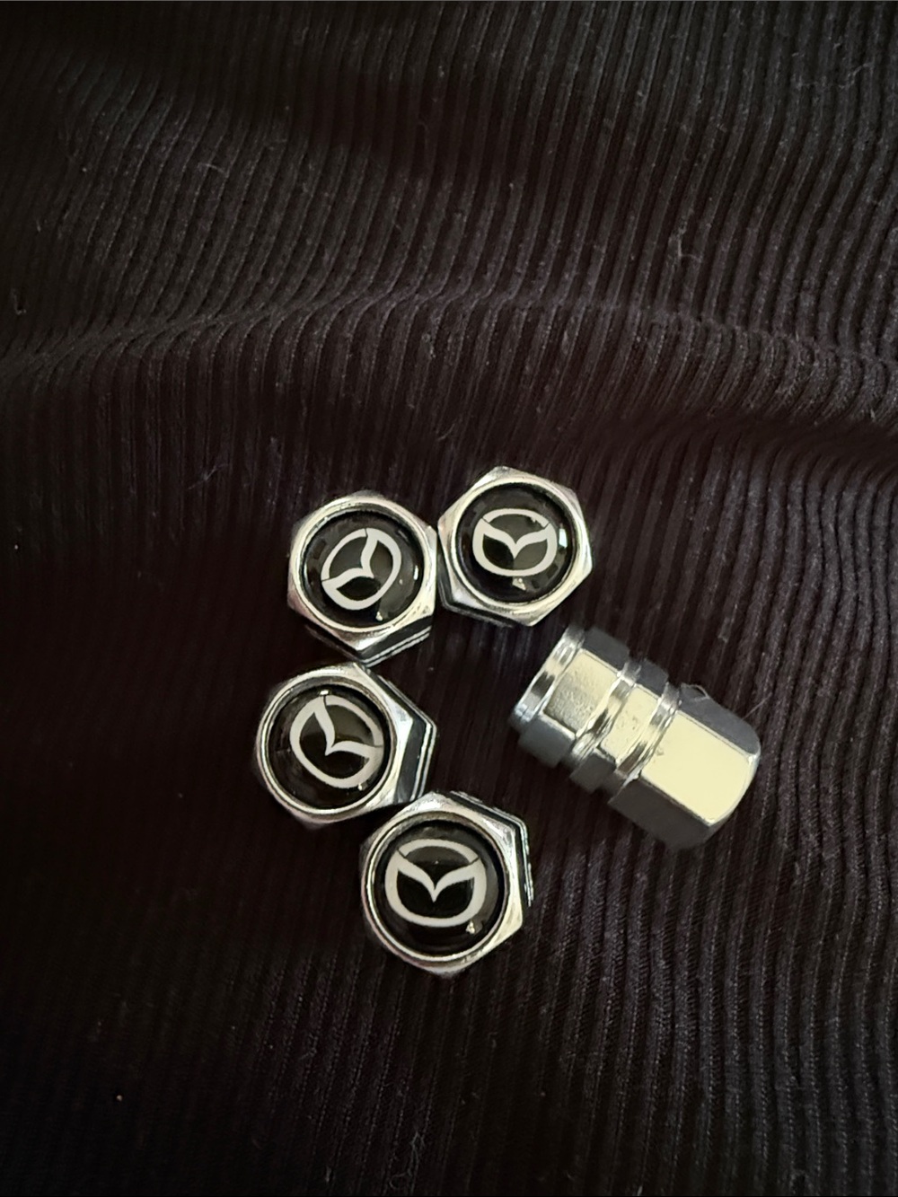 New Mazda Chrome Car Valve Stem Caps set of 5